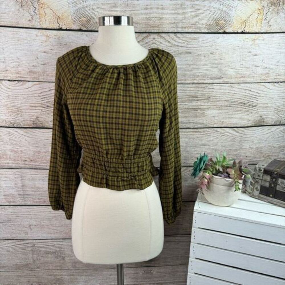 5/$25 Madewell Women's Tie-Back‎ Cutout Top in Plaid Size Medium